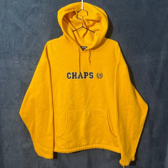 Vintage Y2K Chaps Yellow Heavy Single Stitch Pull Over Hoodie Mens‎ Size XXL - Picture 1 of 7
